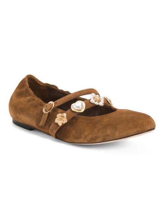 Stuart Weitzman Shoes - STUART WEITZMAN Made In Spain Suede Socharming Mary Jane Flats